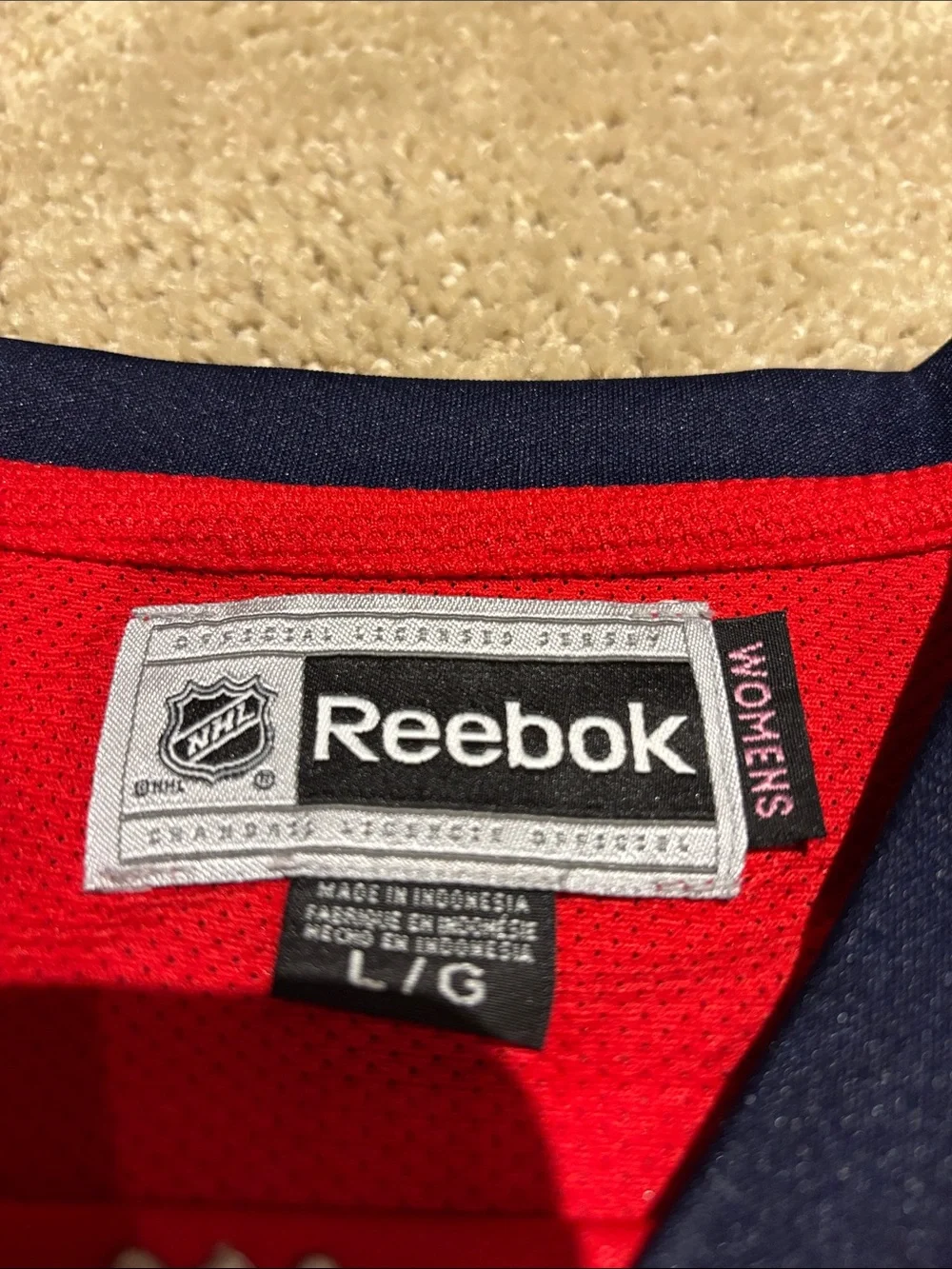Reebok Red Washington Capitals NHL Jersey with Navy & White Accents